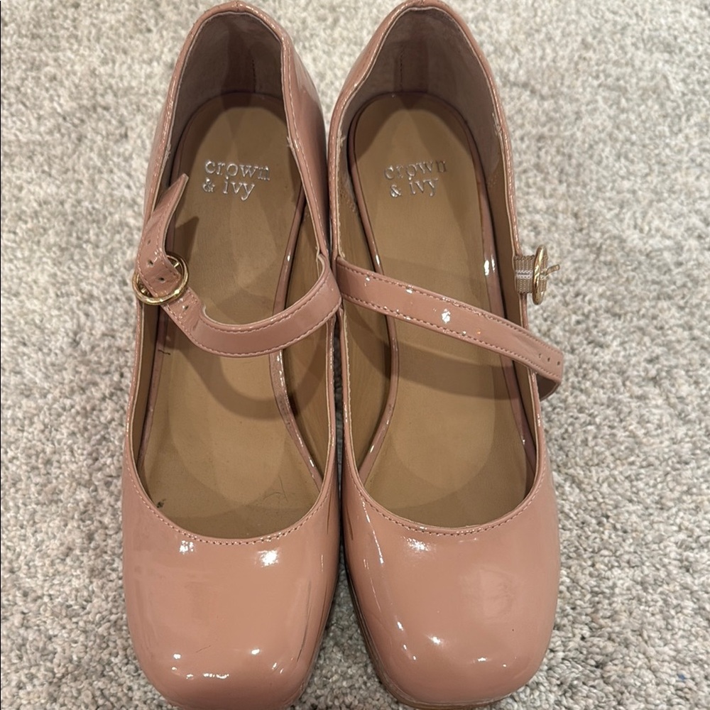 Crown & Ivy Blush Patent Mary Jane Shoes